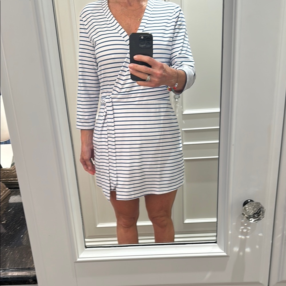 Striped V-Neck Wrap Dress
